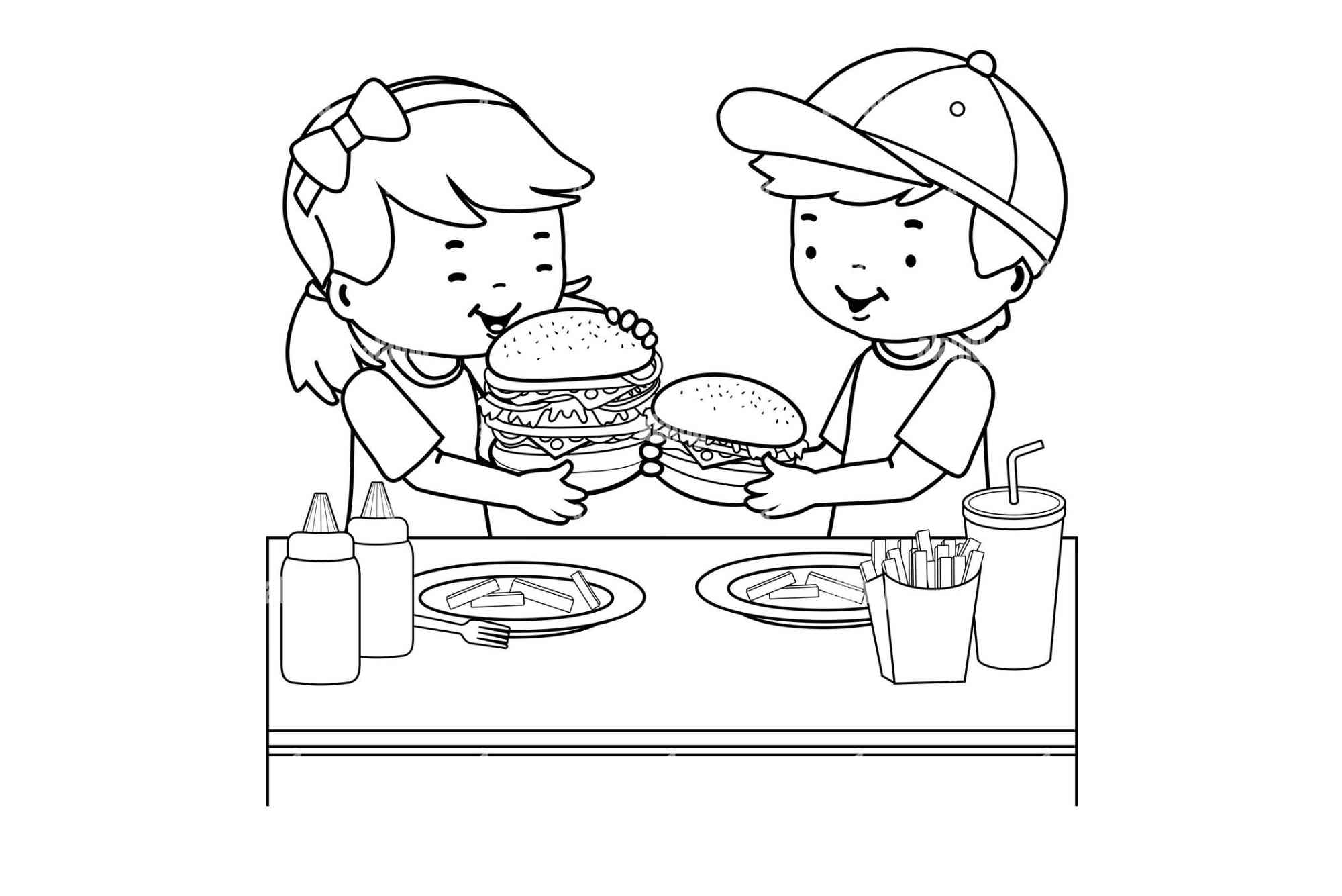 Eating Food Clipart Black And White
